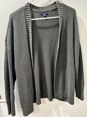 American Eagle Outfitters Olive Green Open-Front Knit Cardigan for Women